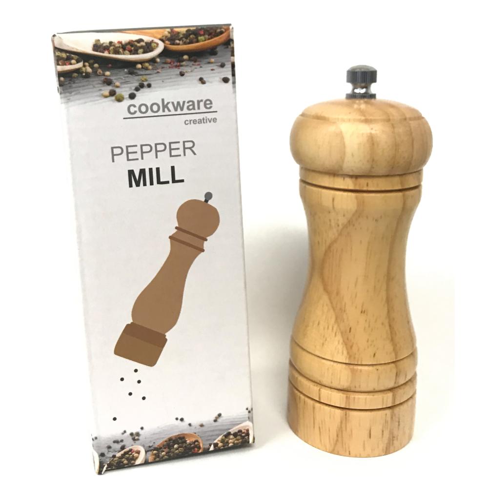 Salt and Pepper Grinder - Oak Wood Hand Mill - Adjustable Grain Size - Hand Mill