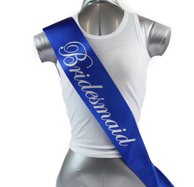 Sashes Hens Night Party Electric Blue/Silver - Bridesmaid