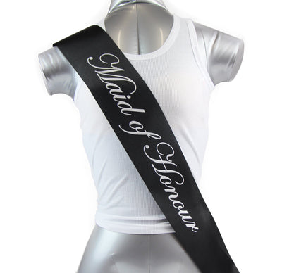 Sashes Hens Sash Party Black/Silver - Maid Of Honour