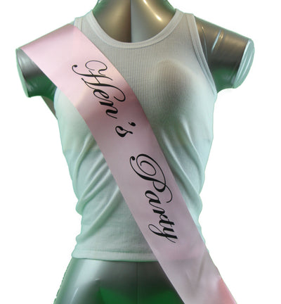 Sashes Hens Sash Party Bridal Light Pink/Black - Hen's Party