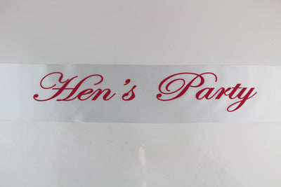Sashes Hens Sash Party Bridal White/Pink - Hen's Party