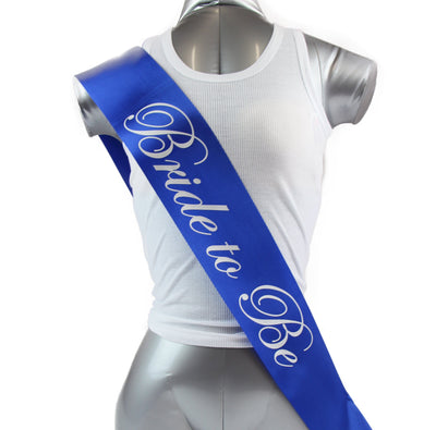 Sashes Hens Sash Party Electric Blue/Silver - Bride To Be