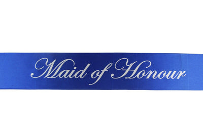Sashes Hens Sash Party Electric Blue/Silver - Maid Of Honour
