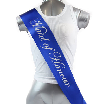 Sashes Hens Sash Party Electric Blue/Silver - Maid Of Honour