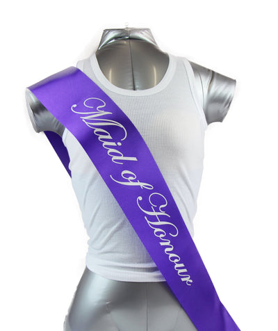 Sashes Hens Sash Party Purple/Silver - Maid Of Honour