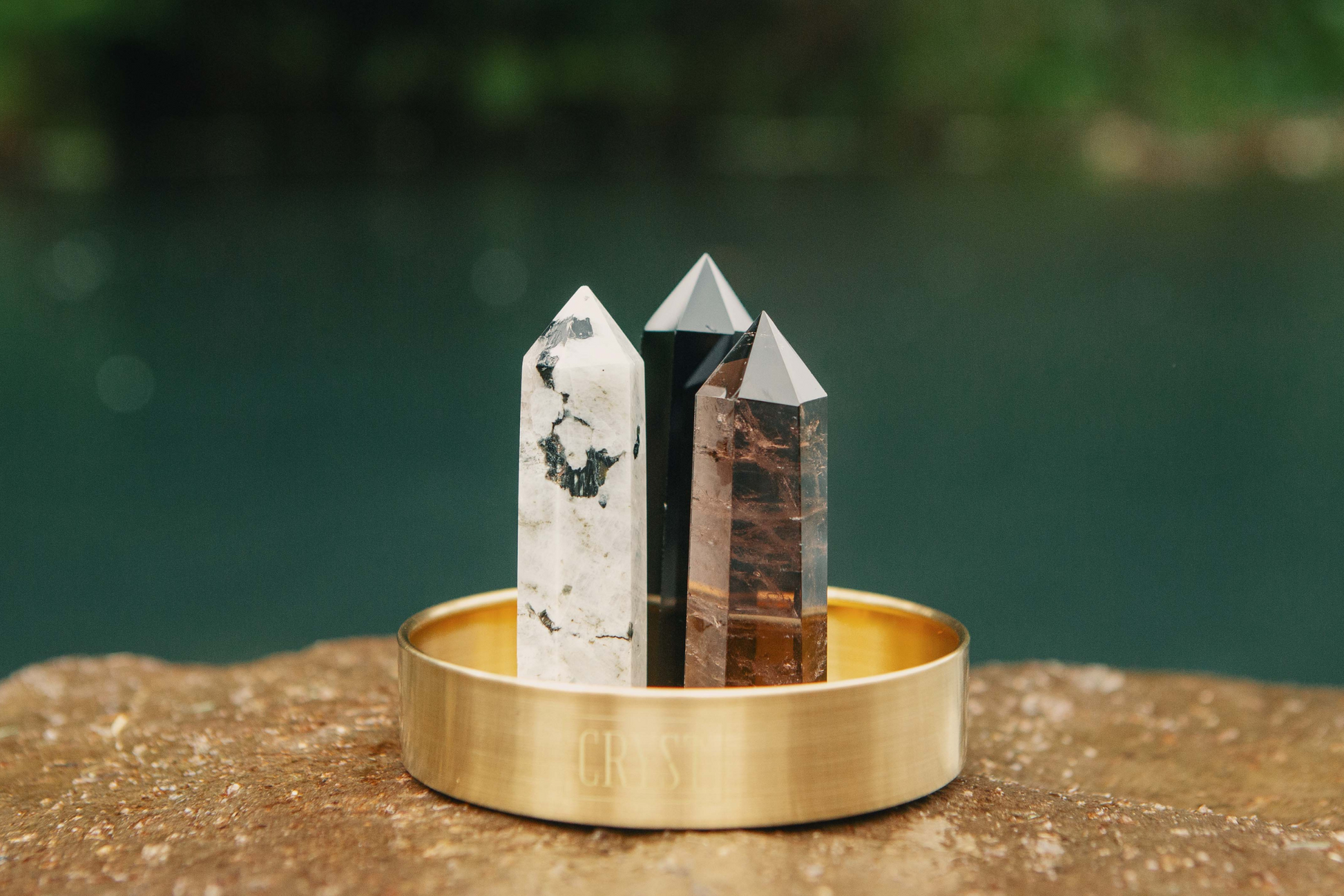 Scorpio Crystal Trio - Onyx, Smoky Quartz + Rainbow Moonstone