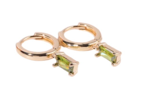 Dangling earring - light green stone – Tarnish Proof Jewellery