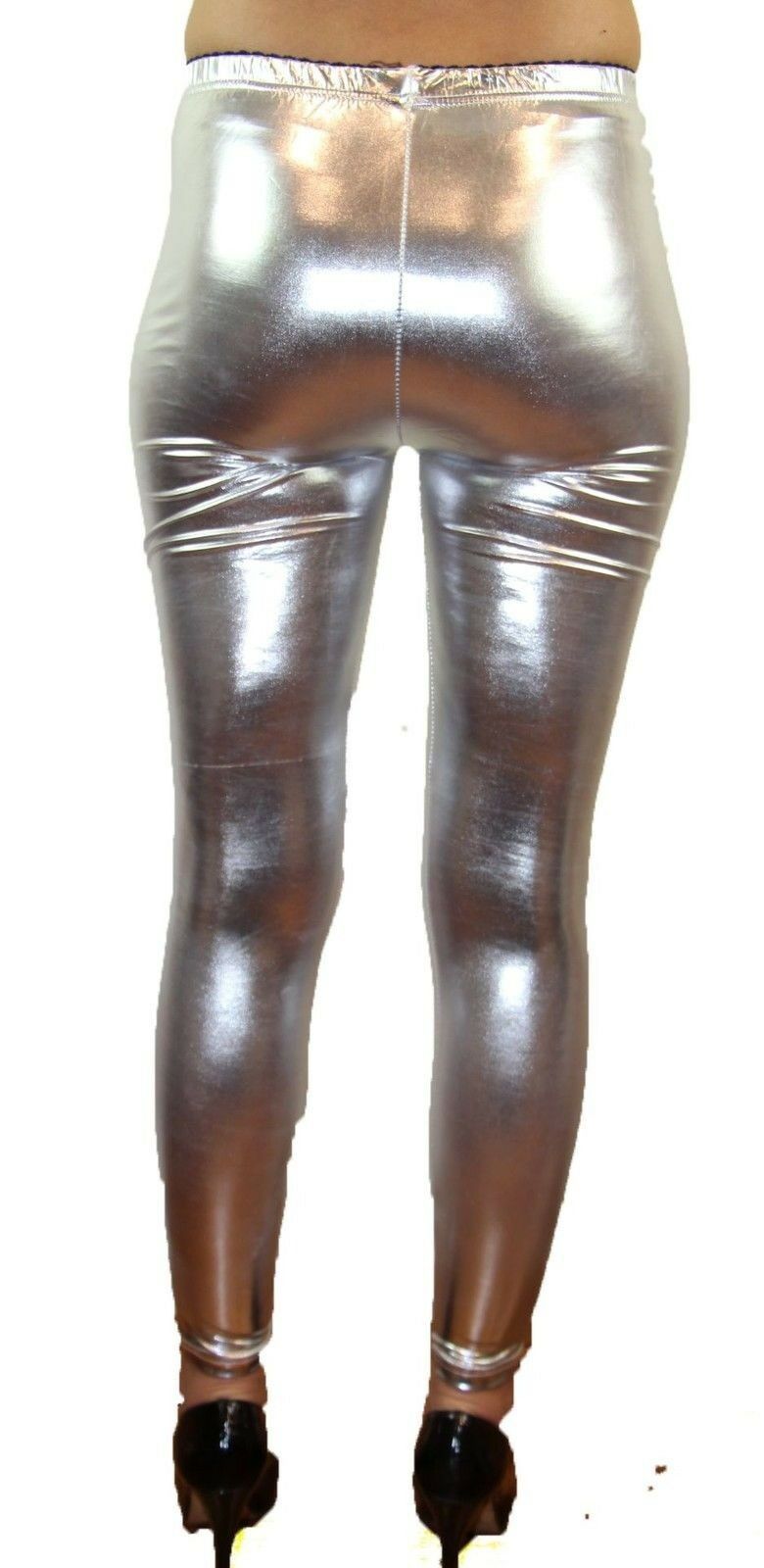 Shiny Metallic Leggings Womens Pants Ladies Gold Silver Black Blue