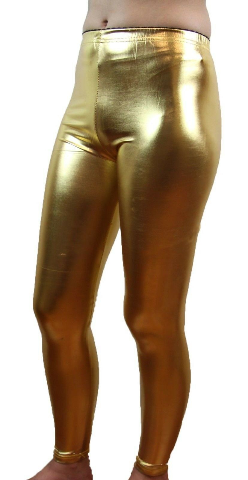 Shiny Metallic Leggings Womens Pants Ladies Gold Silver Black Blue