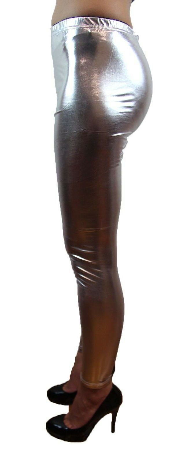 Shiny Metallic Leggings Womens Pants Ladies Gold Silver Black Blue