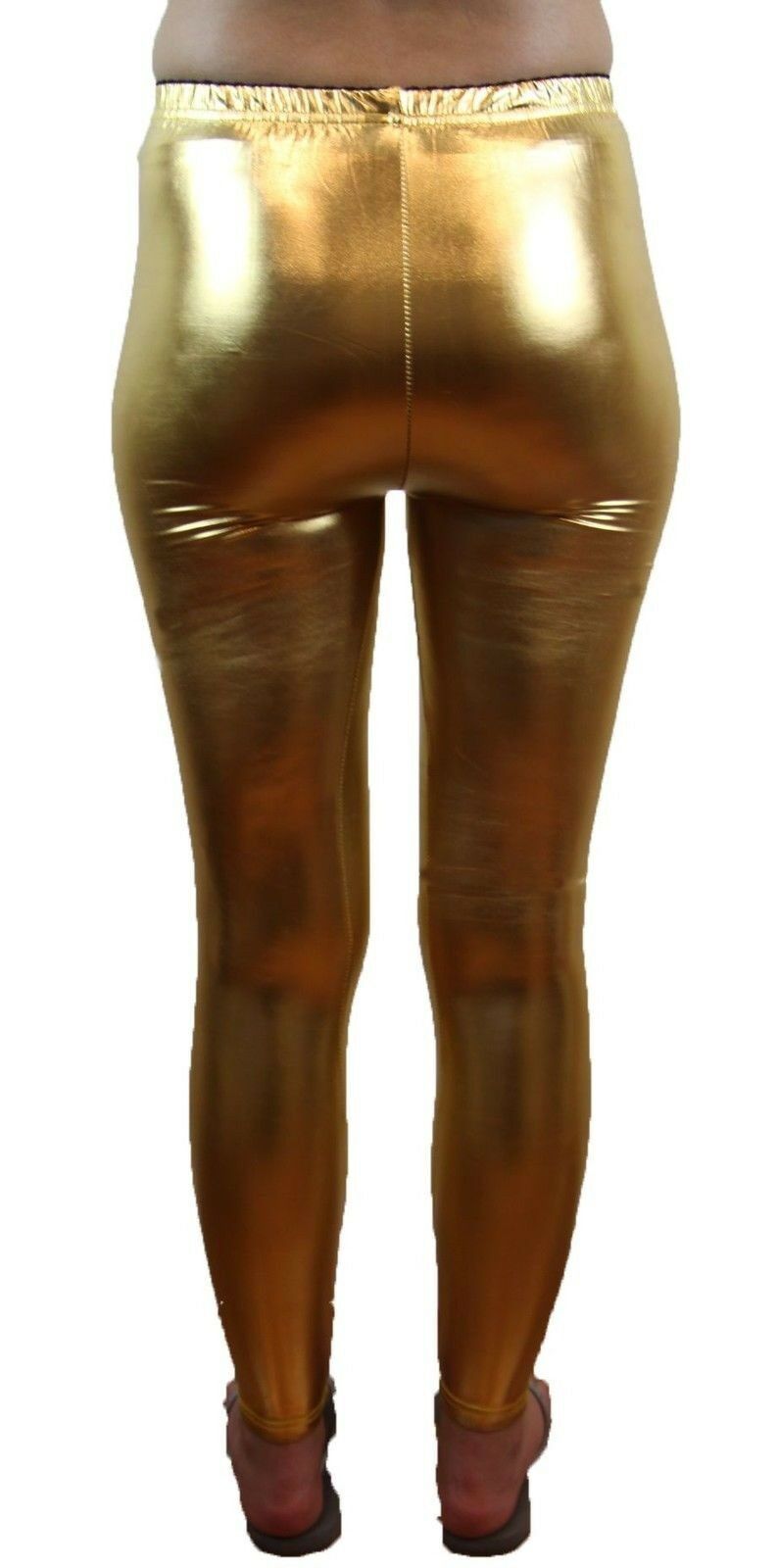 Shiny Metallic Leggings Womens Pants Ladies Gold Silver Black Blue