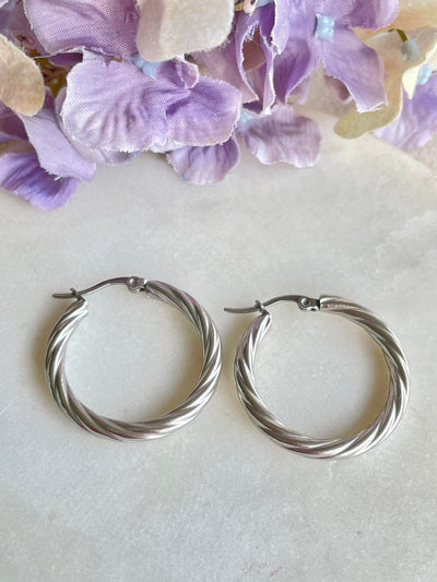 Silver twisted rope hopes – Tarnish Proof Jewellery
