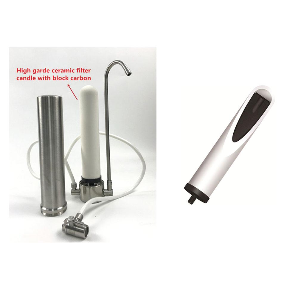 Single Stage Countertop Water Filter Stainless 10" DIY Ceramic Filtration System