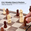 Social Hike 2 in 1 Magnetic Wooden Chess and Checkers Set - Portable Game Board