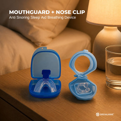Social Hike Mouthguard + Nose Clip Anti Snoring Sleep Aid Breathing Device