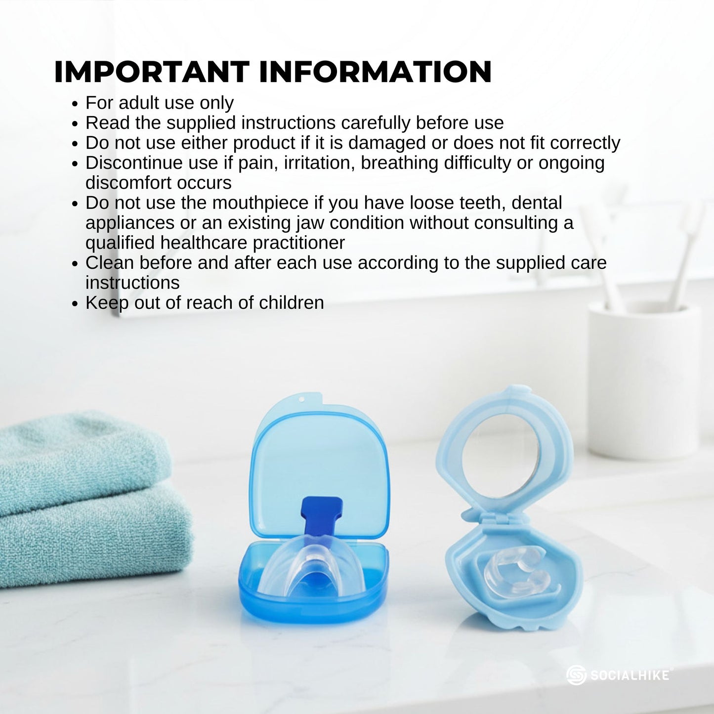 Social Hike Mouthguard + Nose Clip Anti Snoring Sleep Aid Breathing Device