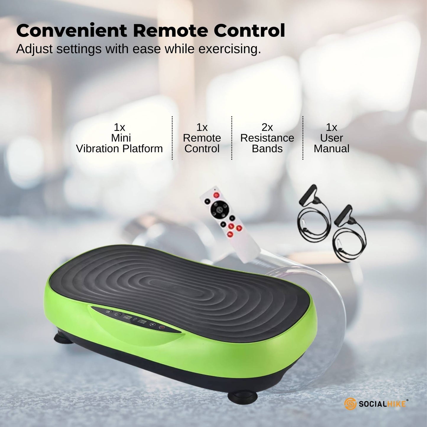 Social Hike 55cm Vibration Plate Machine Full Body Exercise Platform 200W Green