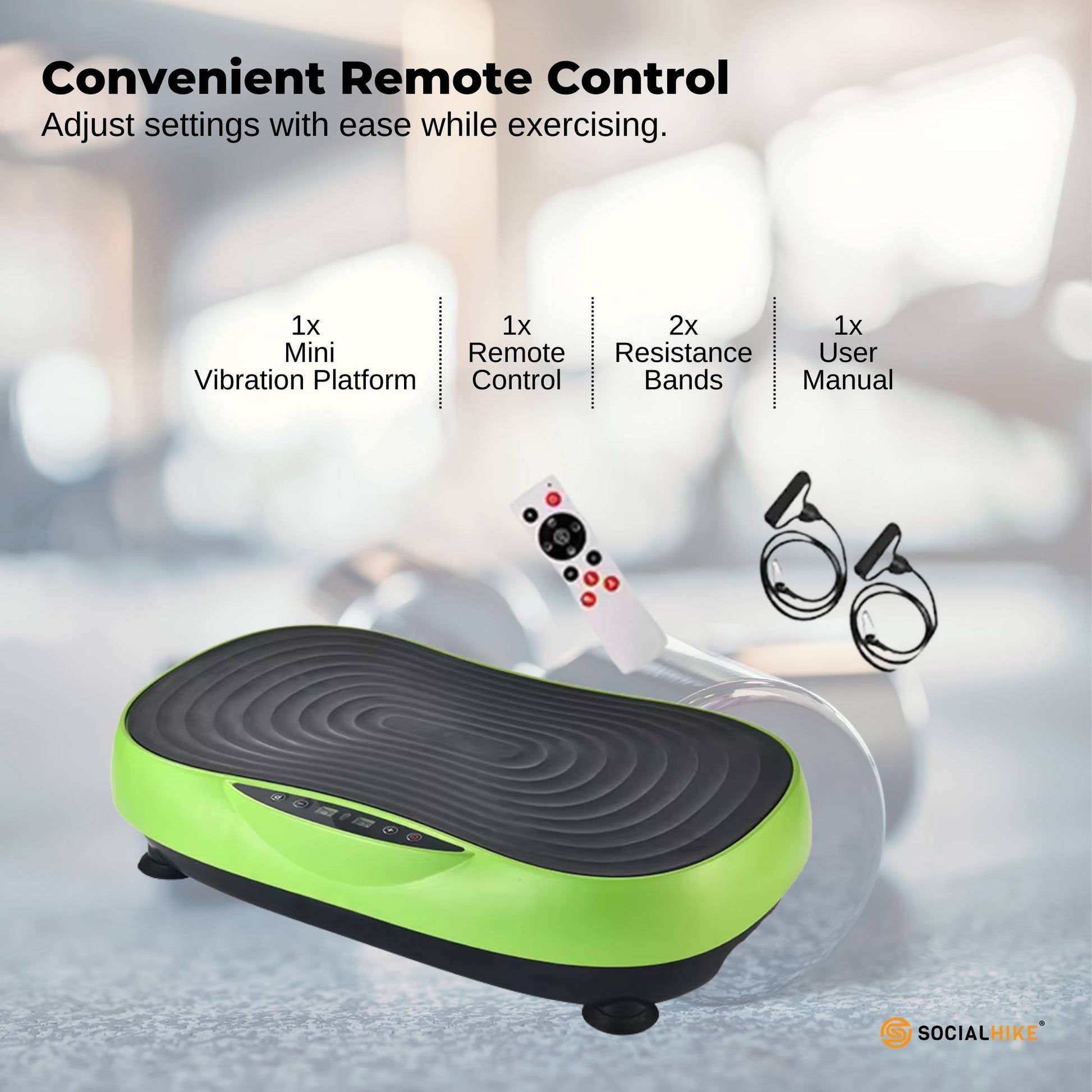 Social Hike 55cm Vibration Plate Machine Full Body Exercise Platform 200W Green