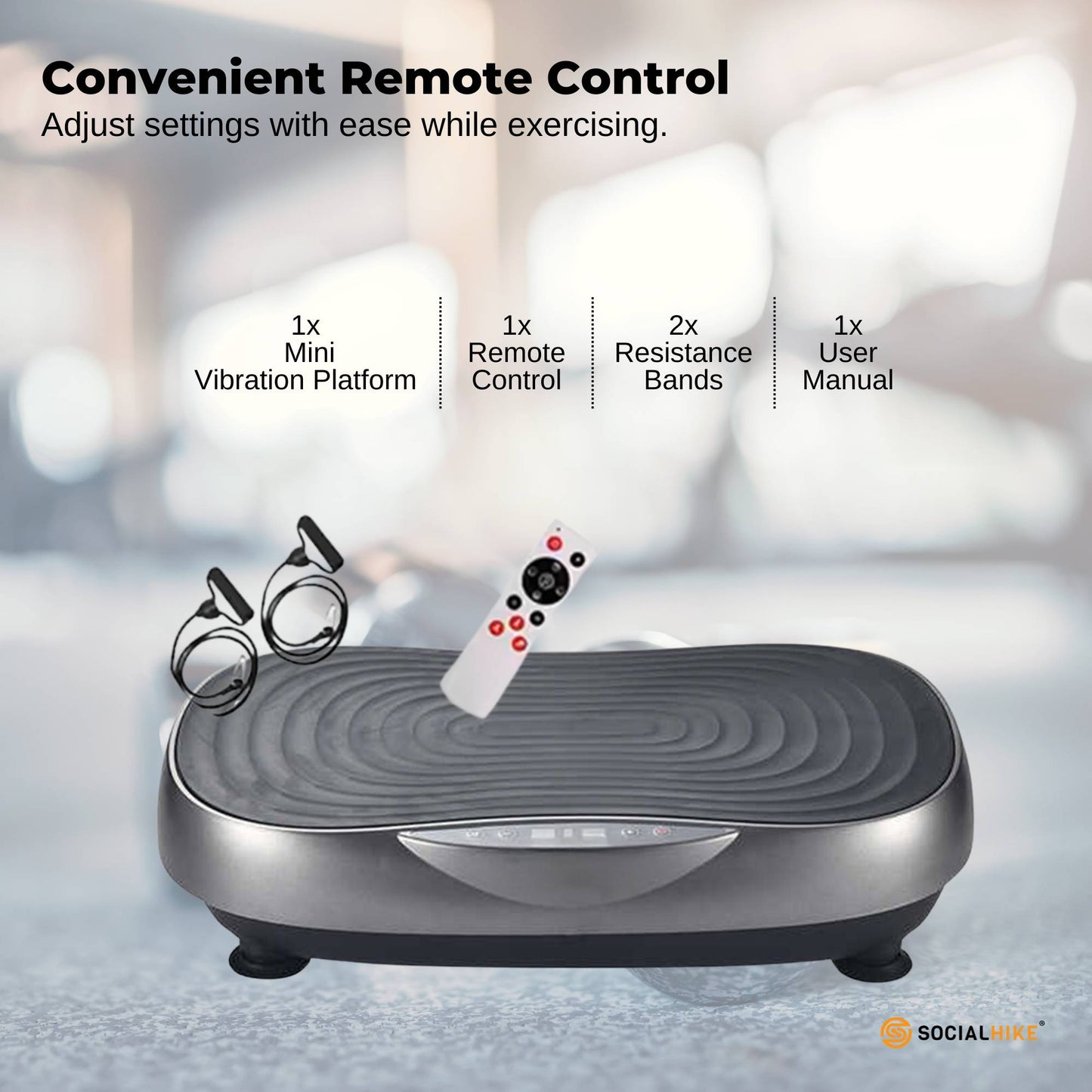 Social Hike 55cm Vibration Plate Machine Full Body Exercise Platform 200W Grey