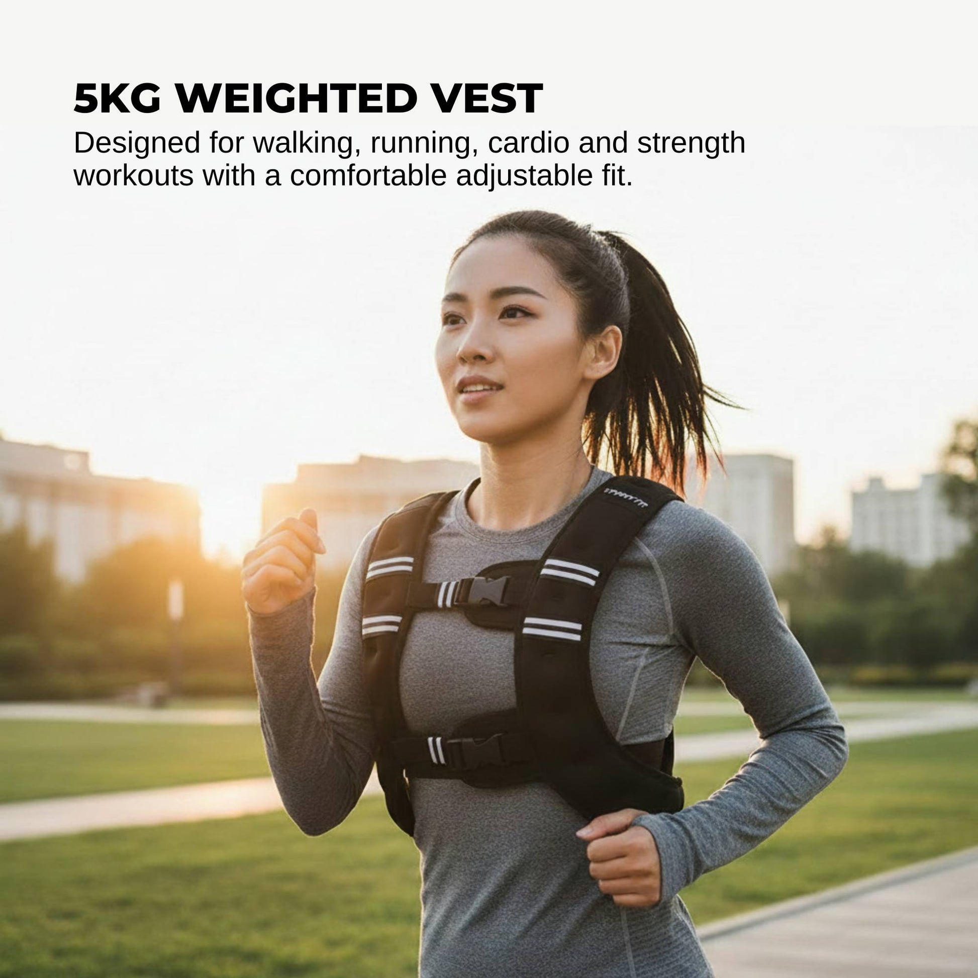 Social Hike 5Kg Weighted Vest Adjustable Fit For Running Walking Training