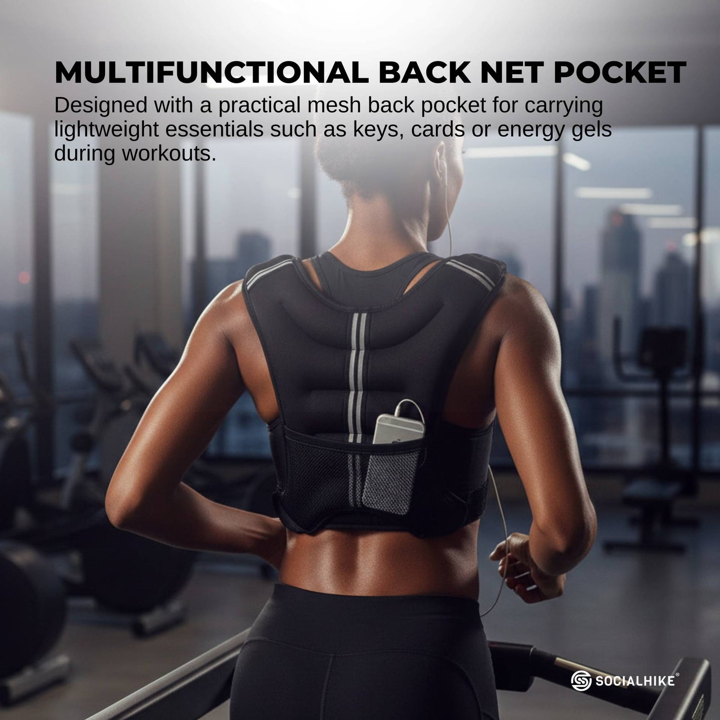 Social Hike 5Kg Weighted Vest Adjustable Fit For Running Walking Training