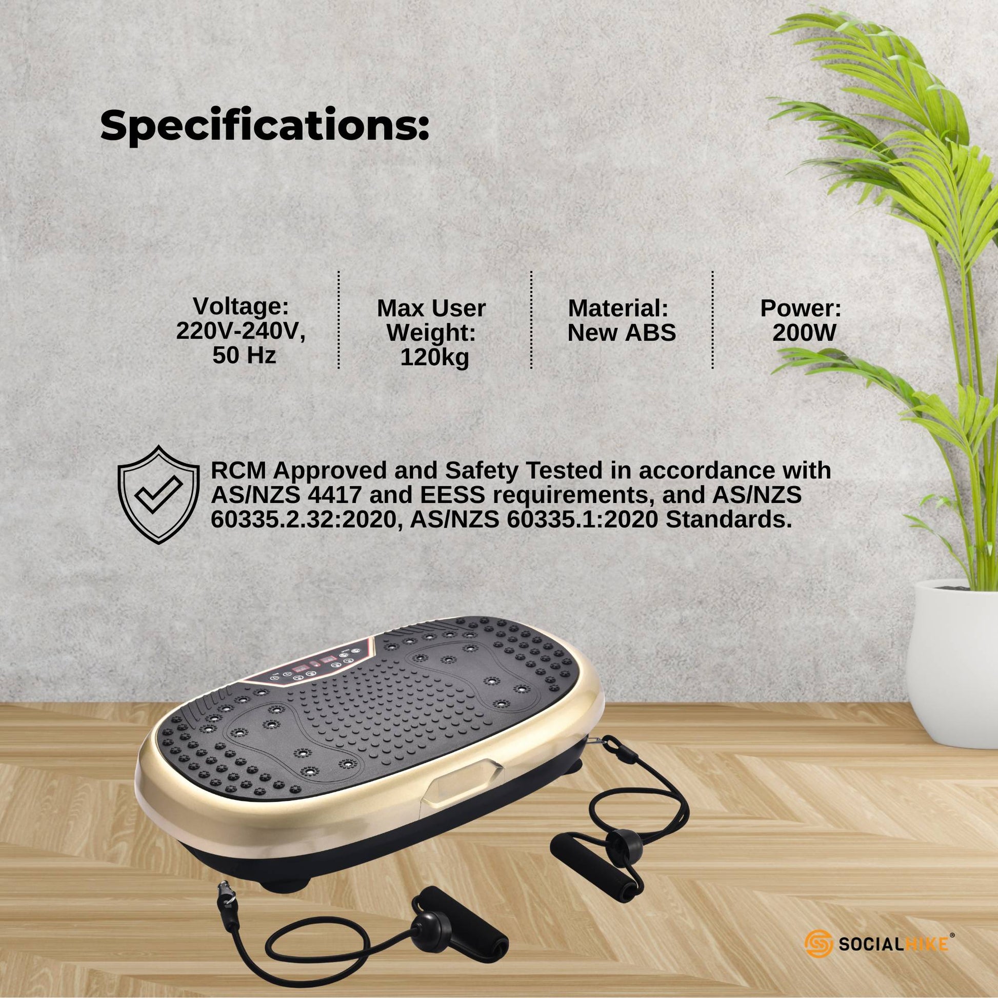 Social Hike 60cm Vibration Plate Machine Full Body Exercise Platform Gold