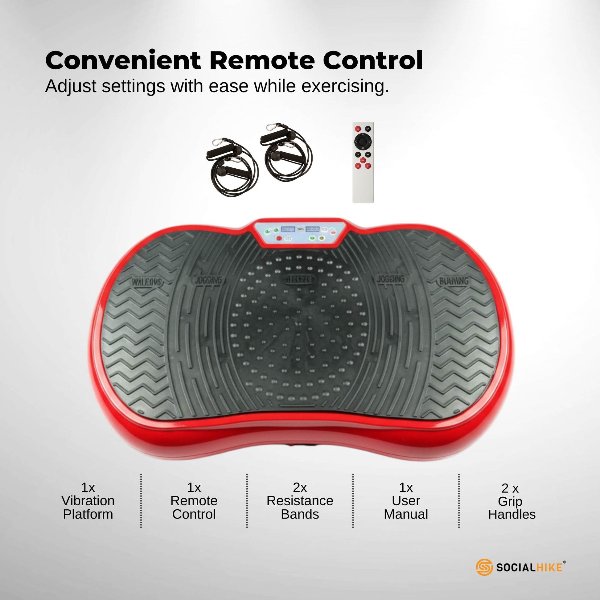 Social Hike 68cm Vibration Plate Machine Full Body Workout Platform Red