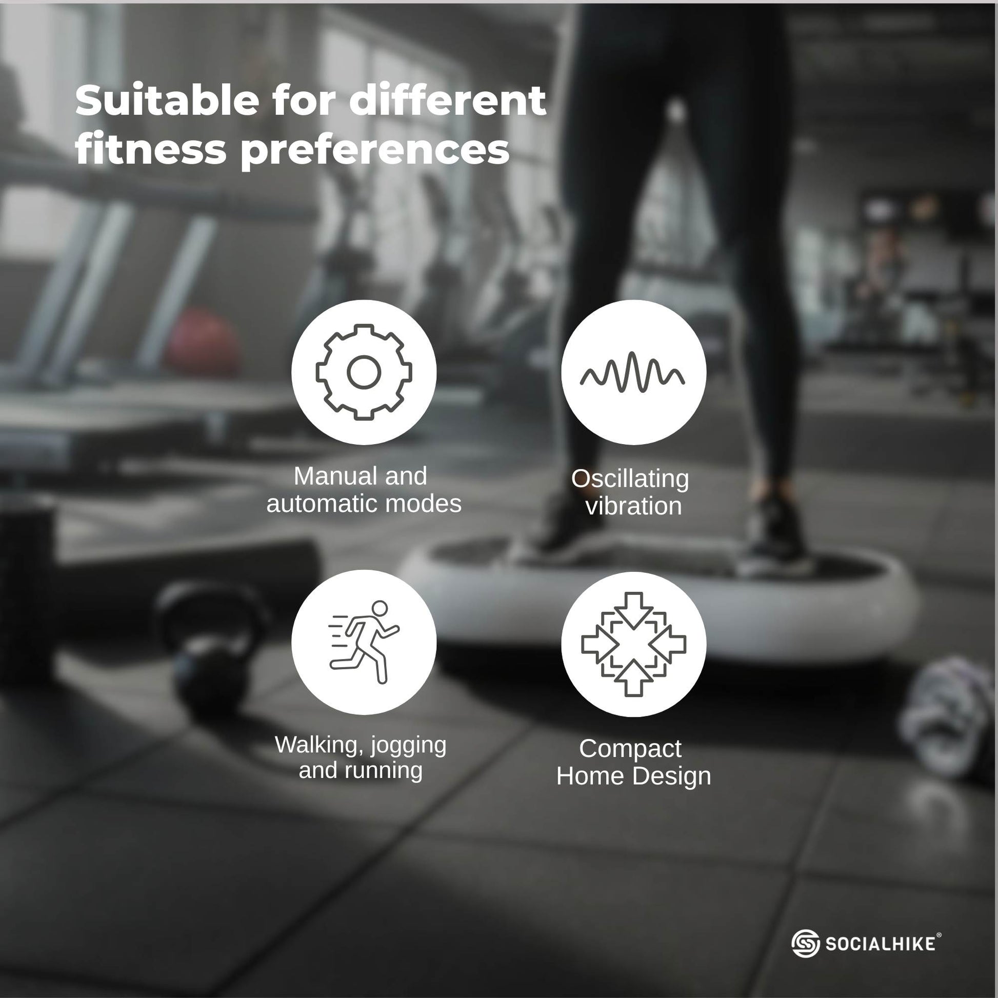 Social Hike 68cm Vibration Plate Machine Full Body Workout Platform White