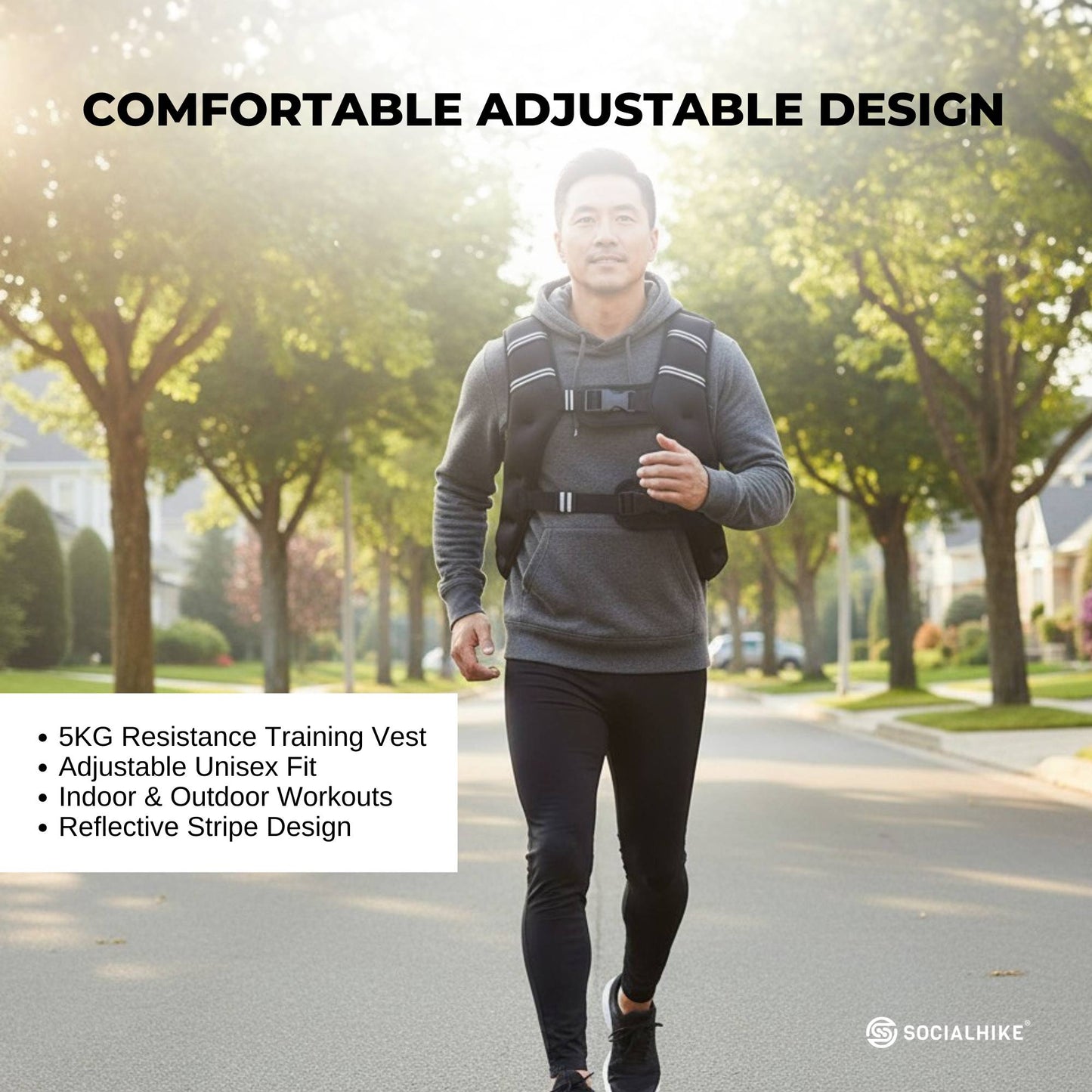 Social Hike 8Kg Weighted Vest Adjustable Fit Men Women Running Walking Training