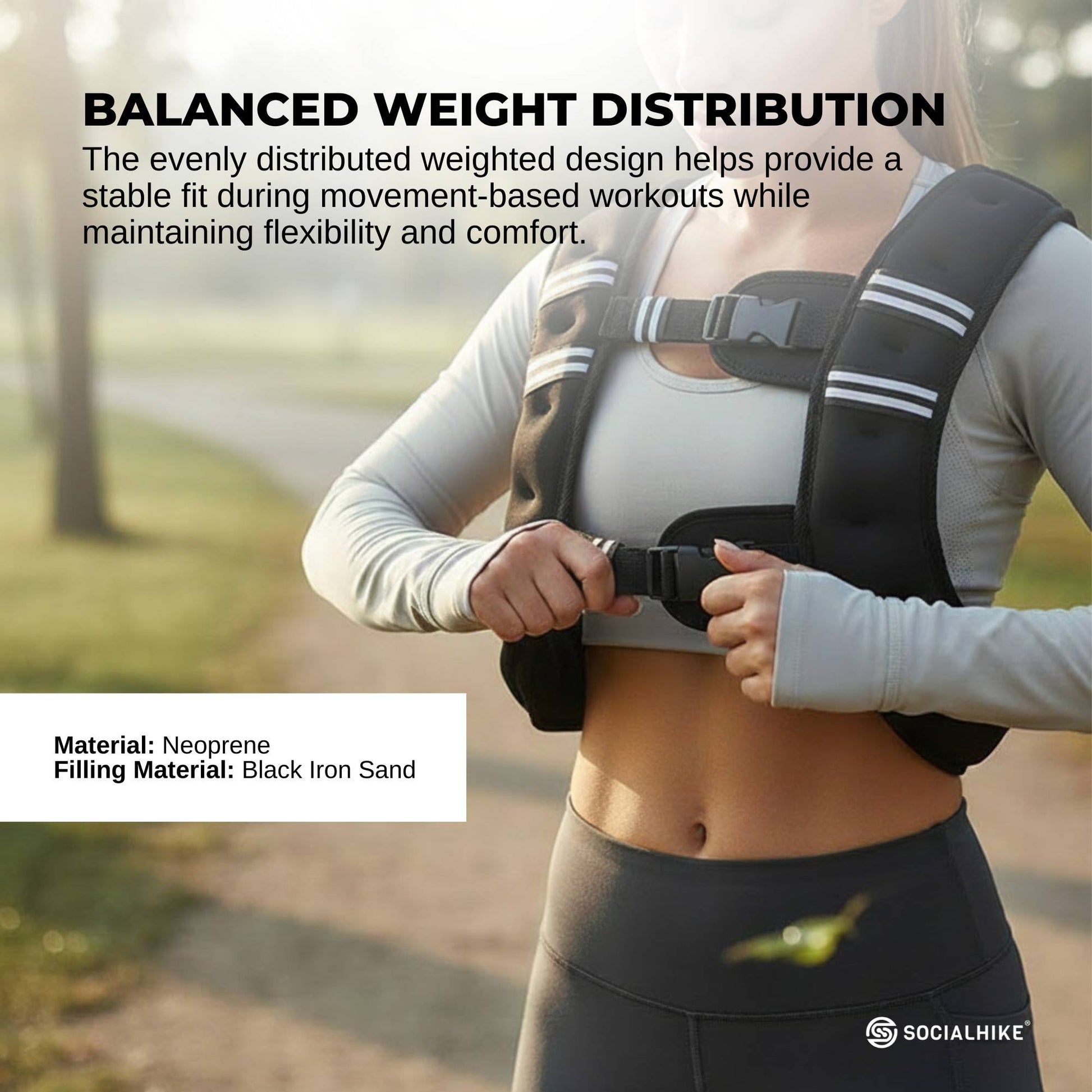 Social Hike 8Kg Weighted Vest Adjustable Fit Men Women Running Walking Training