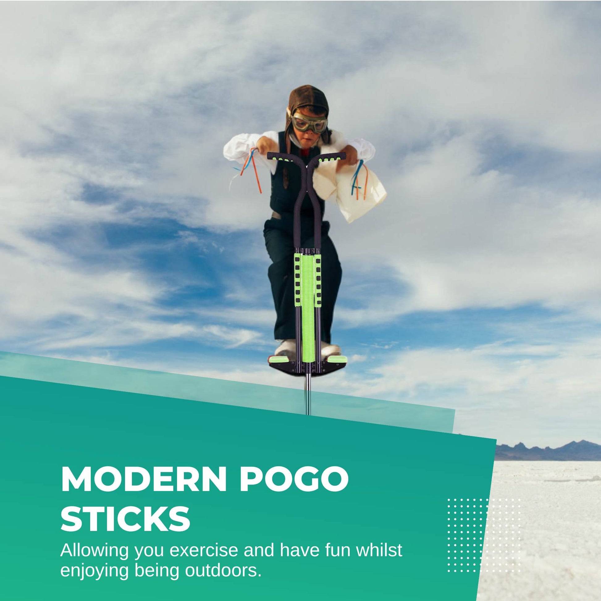 Social Hike Green Pogo Stick - Kids Jumping Jackhammer Exercise Hopper Toy