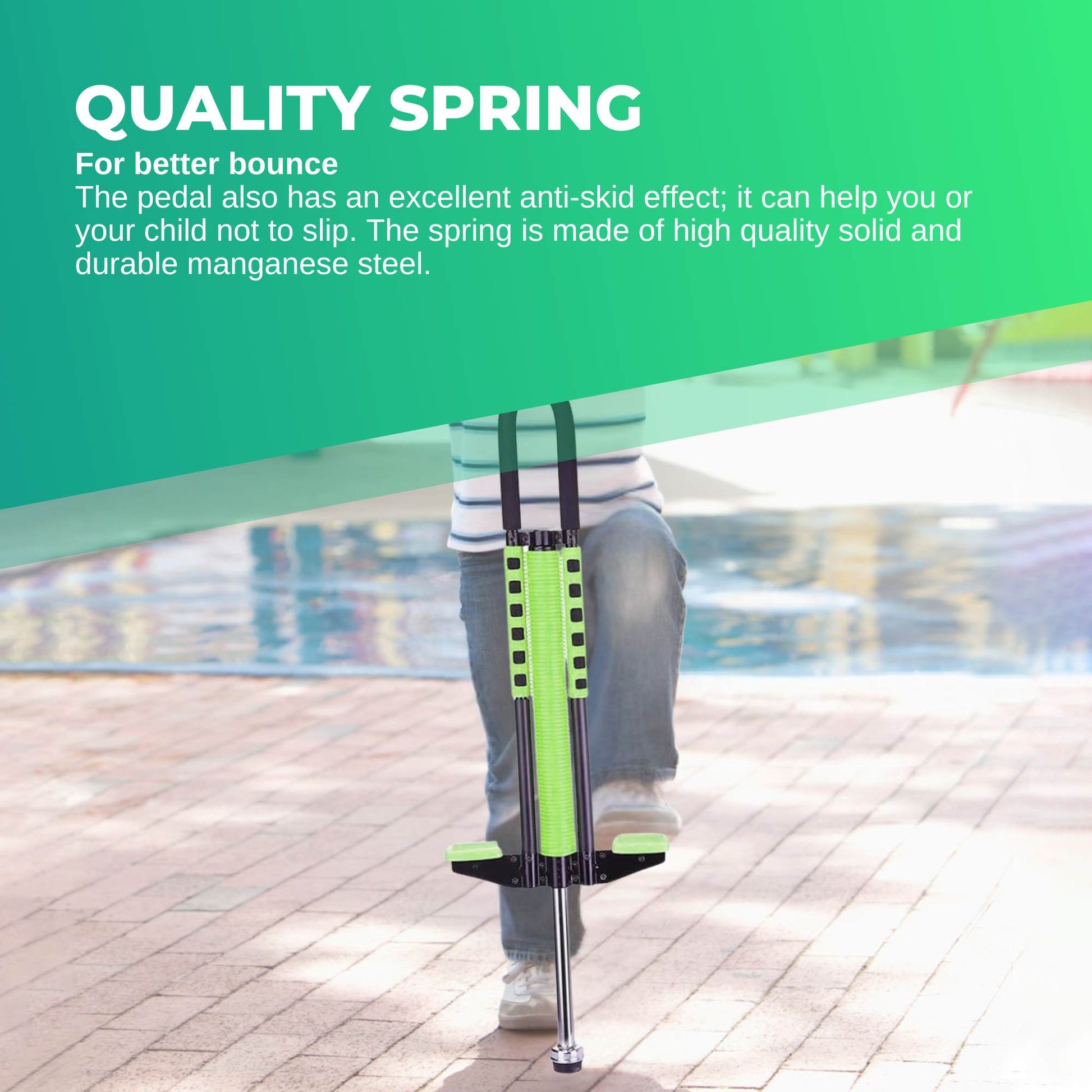Social Hike Green Pogo Stick - Kids Jumping Jackhammer Exercise Hopper Toy