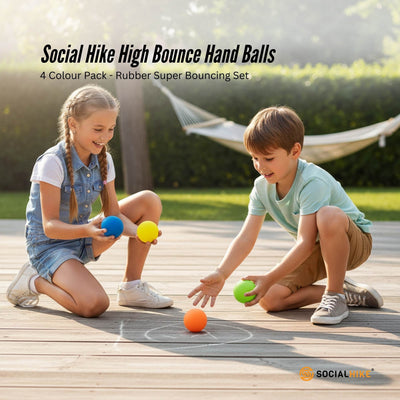 Social Hike High Bounce Hand Balls 4 Colour Pack - Rubber Super Bouncing Set