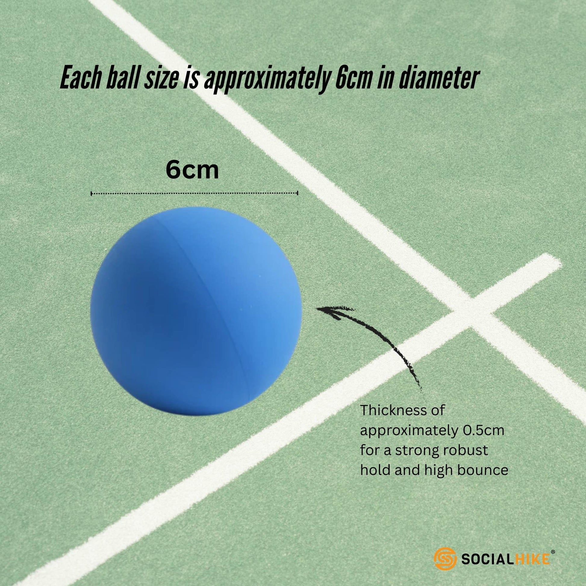 Social Hike High Bounce Hand Balls 4 Colour Pack - Rubber Super Bouncing Set