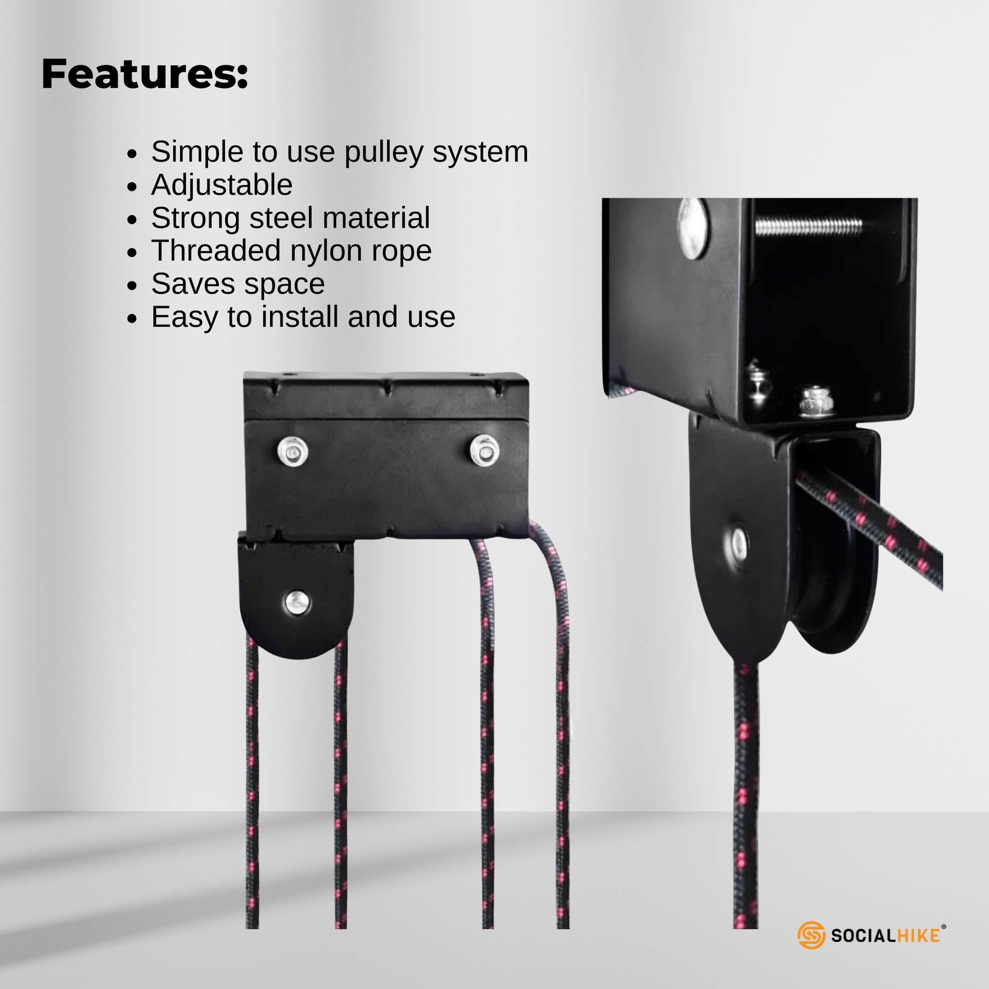 Social Hike Kayak Hoist - 34kg Garage Ceiling Pulley Lift for Kayak Bike Storage