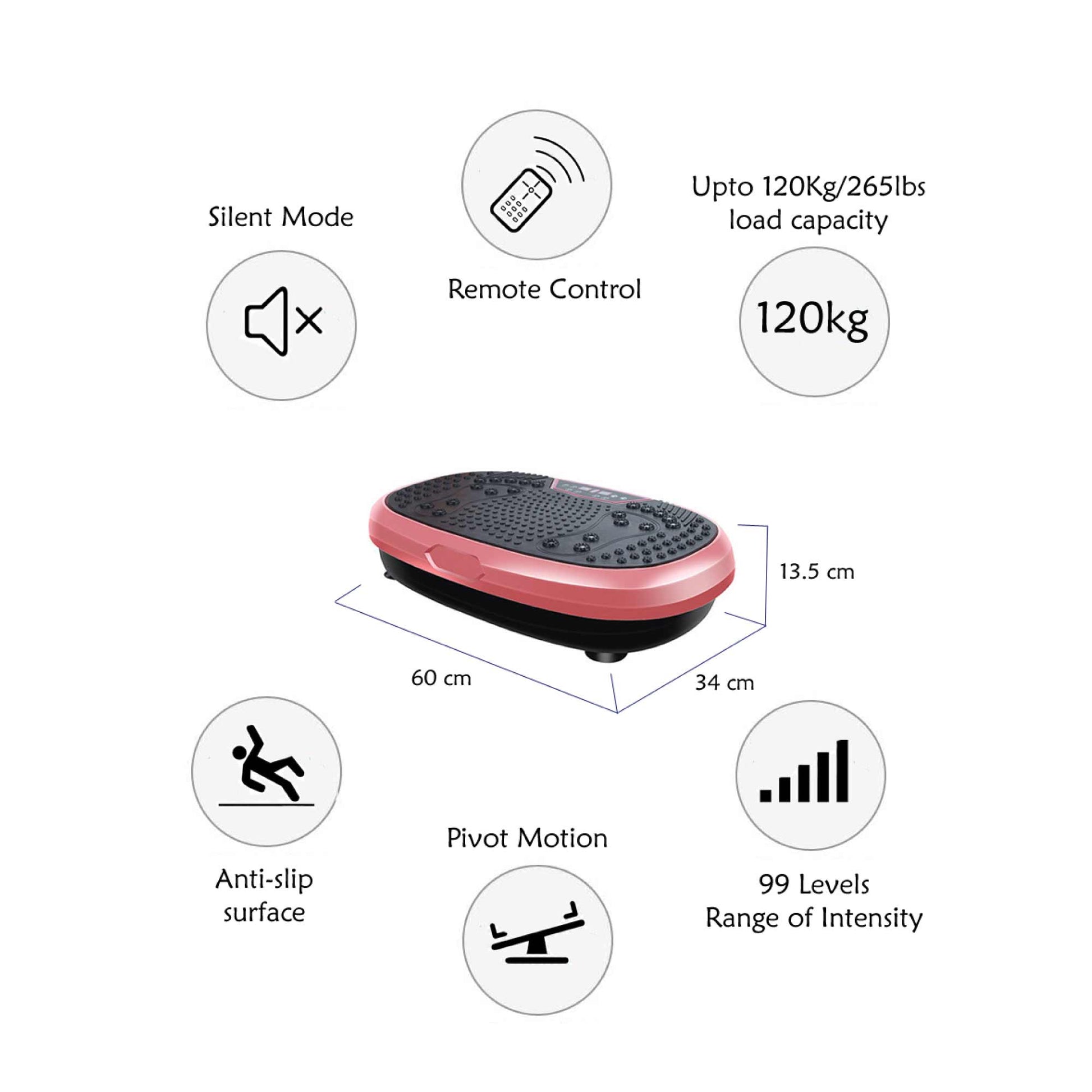 Social Hike Pink Mini Vibration Plate - Vibrating Exercise Machine Platform
