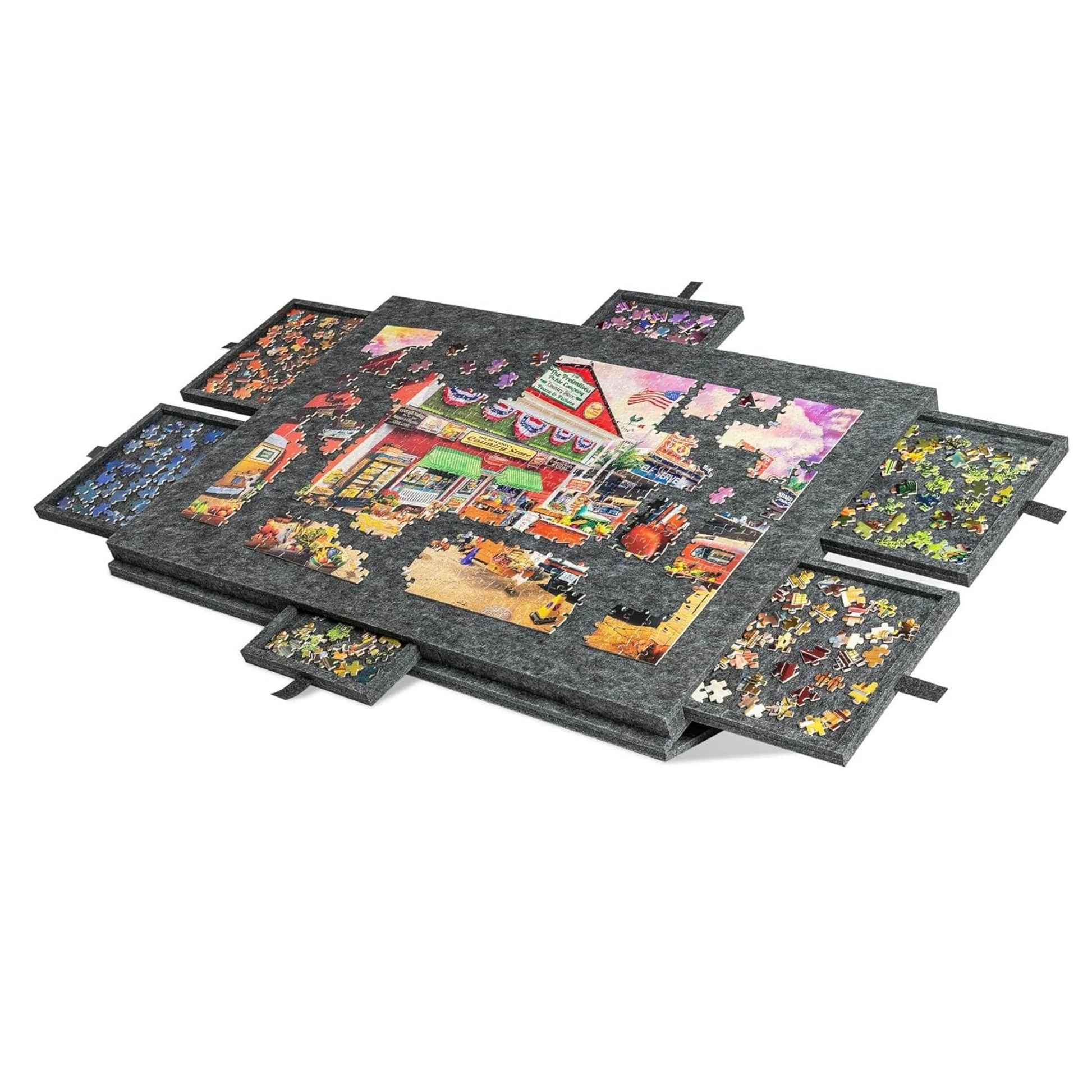 Social Hike Puzzle Board 1000 pcs - Felt Tilting Portable Cover + Drawers Grey