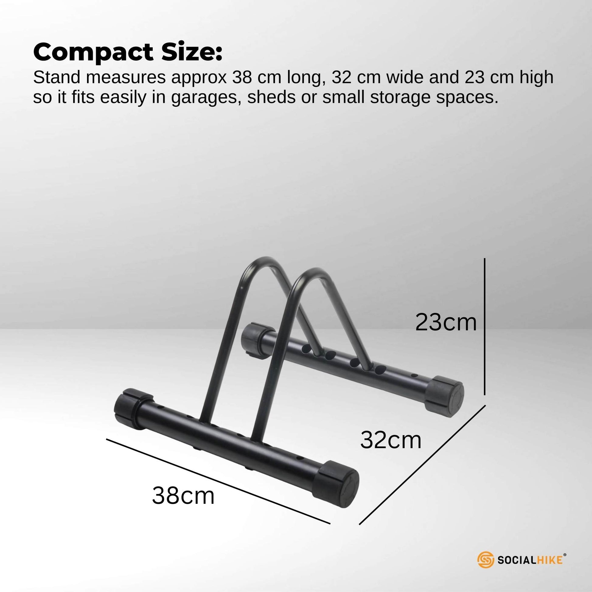 Social Hike Single Bike Rack Stand - Floor or Wall Adjustable Width Bicycle Holder