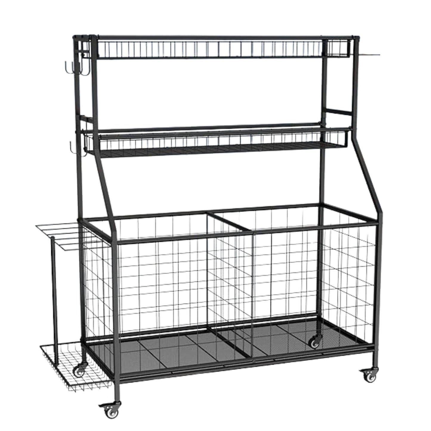Social Hike Sports Equipment Storage Organiser with Side Rack Garage Trolley