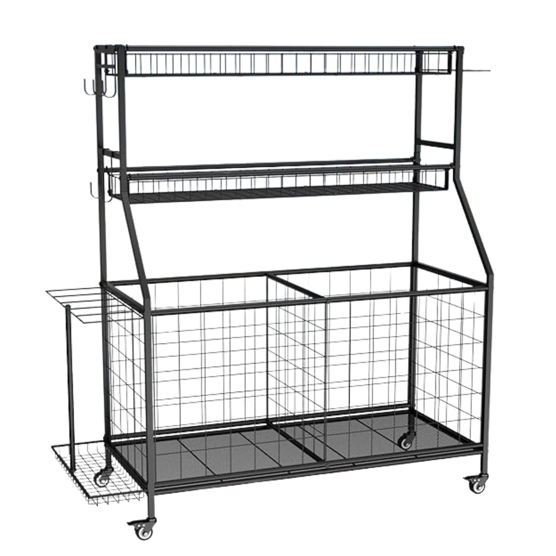 Social Hike Sports Equipment Storage Organiser with Side Rack Garage Trolley