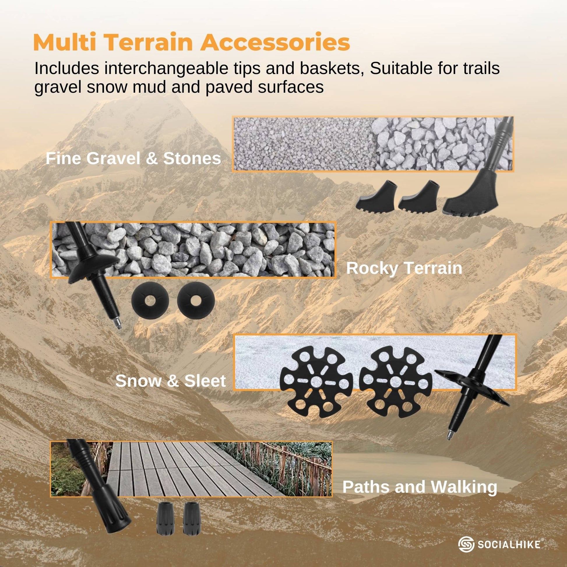 Social Hike Trekking Poles Set of 2 Adjustable Lightweight Hiking Walking Sticks