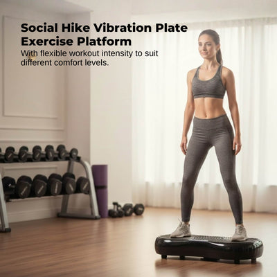 Social Hike Vibration Plate Exercise Platform - Vibrating Workout Machine Black
