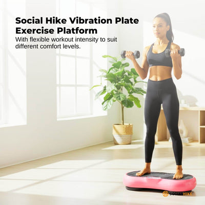 Social Hike Vibration Plate Exercise Platform - Vibrating Workout Machine Pink