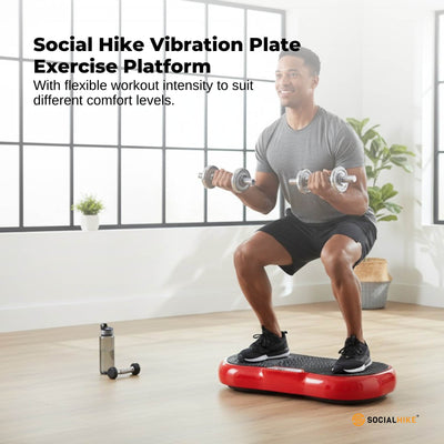 Social Hike Vibration Plate Exercise Platform - Vibrating Workout Machine Red