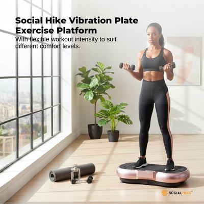 Social Hike Vibration Plate Exercise Platform - Vibrating Workout Machine Rose
