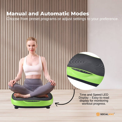 Social Hike Vibration Plate Machine Full Body Vibrating Exercise Platform Green
