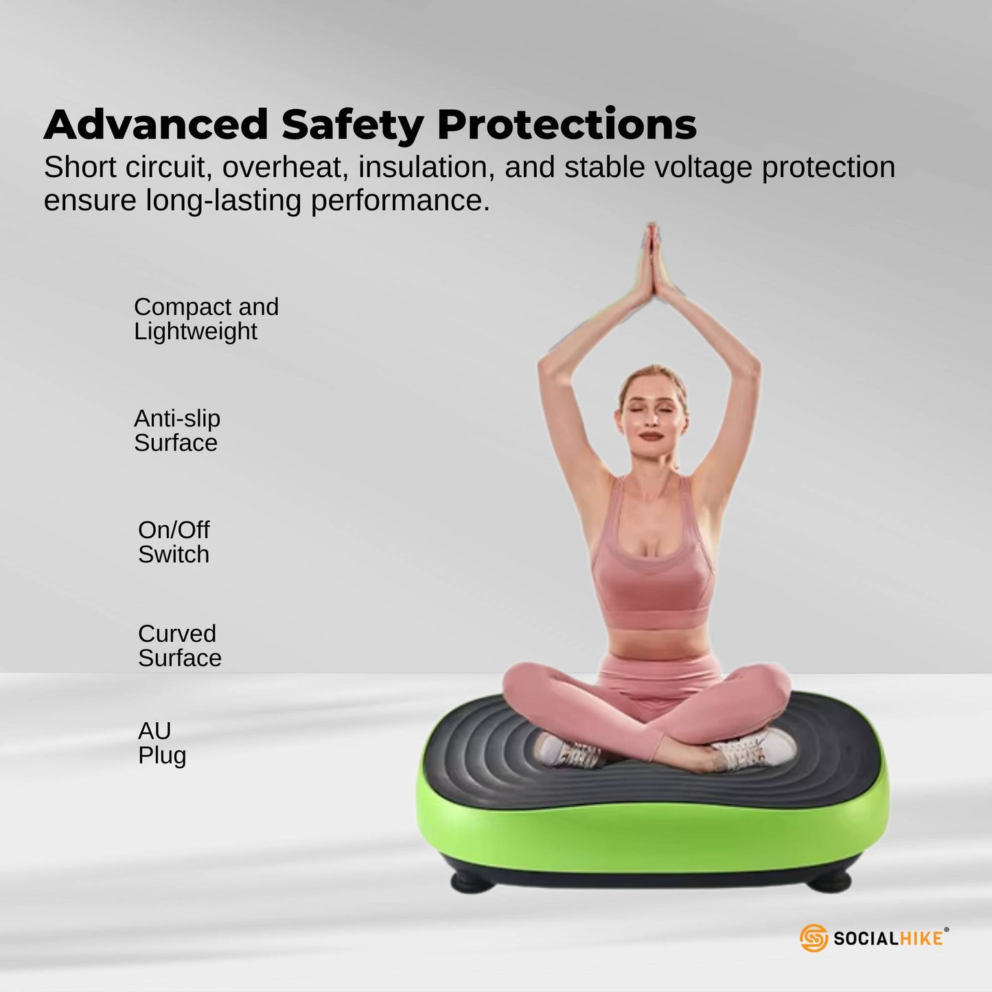 Social Hike Vibration Plate Machine Full Body Vibrating Exercise Platform Green