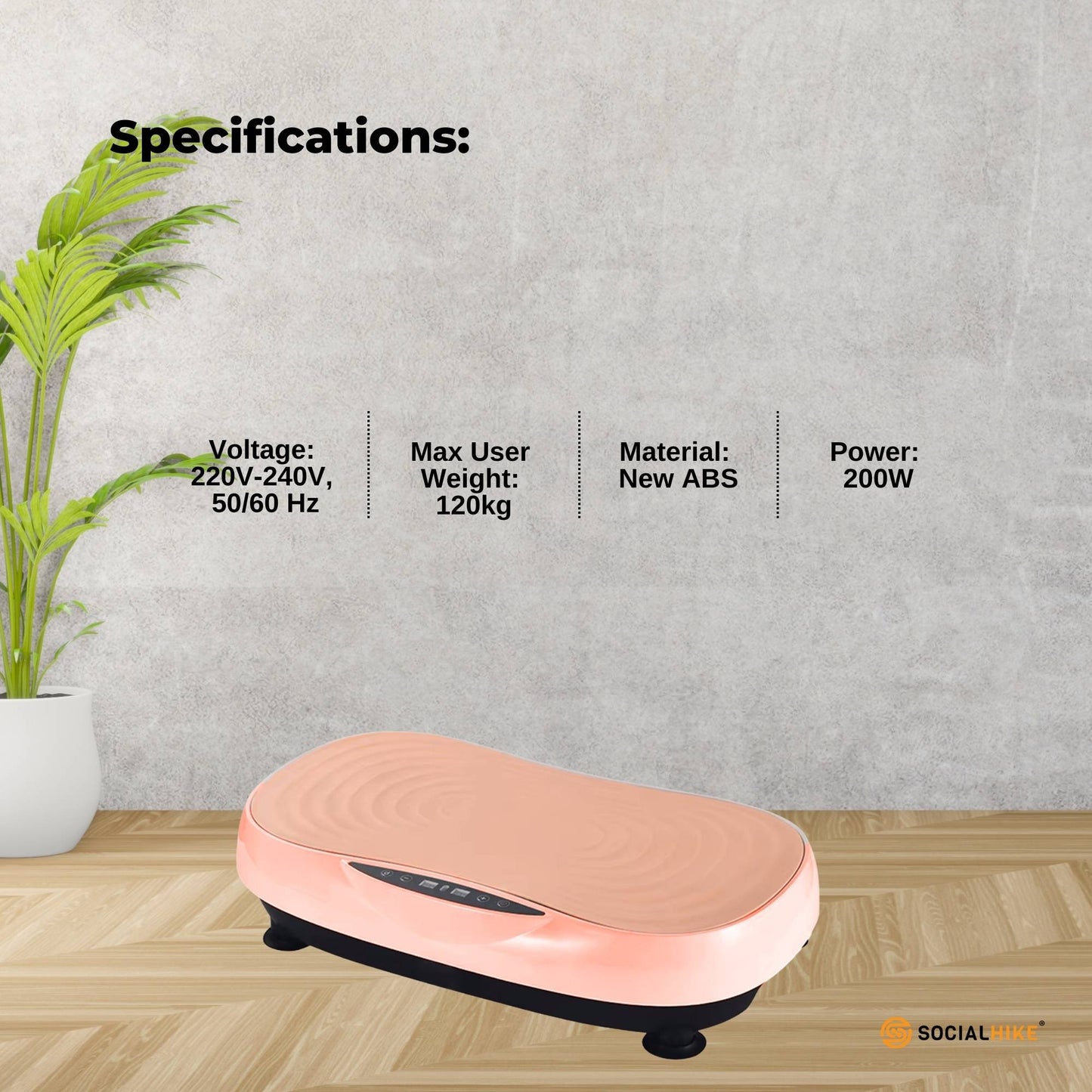 Social Hike Vibration Plate Machine - Vibrating Exercise Platform Pink