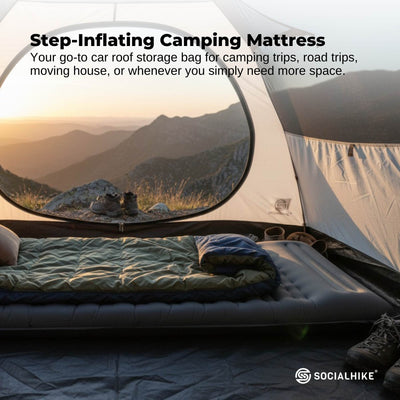 Social Hike Step-Inflating Camping Mattress Lightweight Waterproof Sleeping Grey