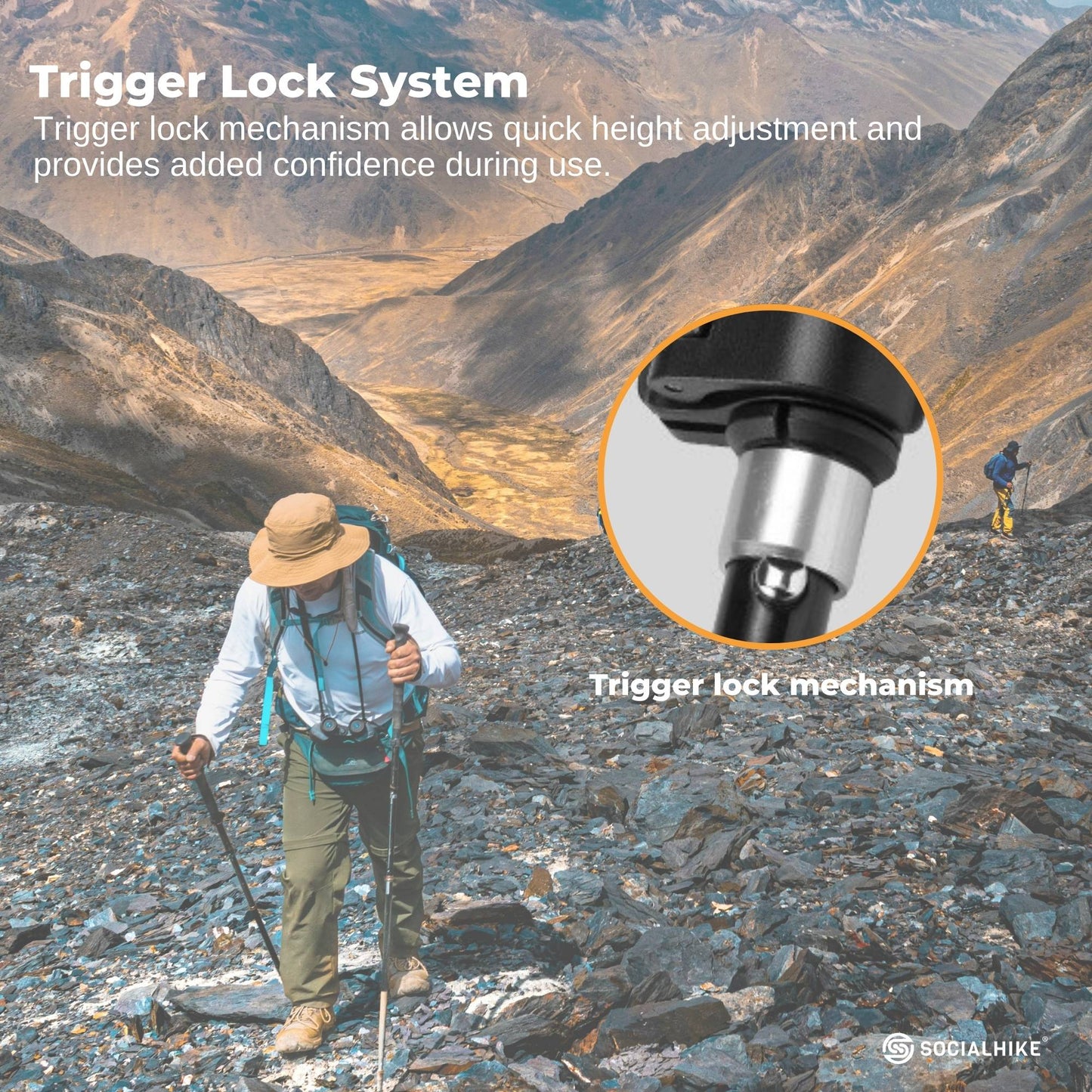 Social Hike Trekking Poles Set of 2 Adjustable Lightweight Hiking Walking Sticks